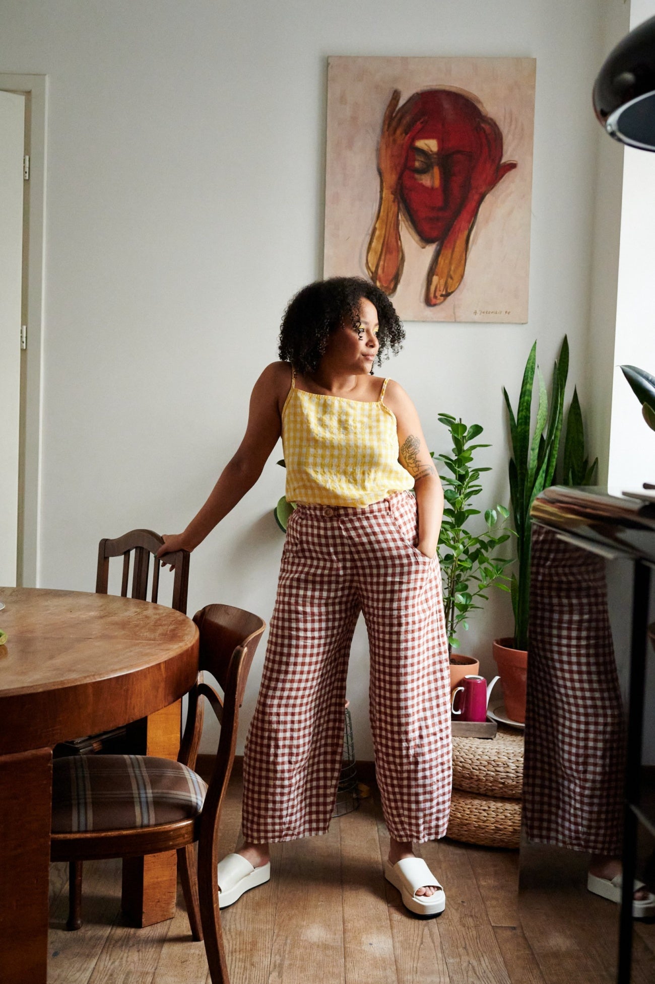 Frankie Pants in Terracotta Gingham