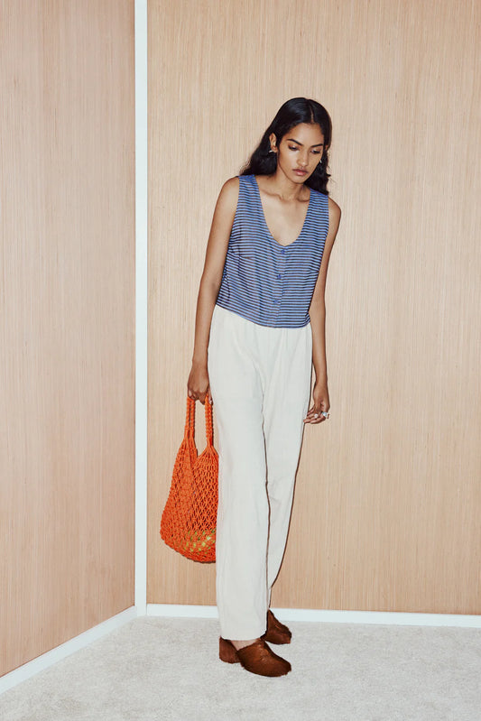 Eve Gravel Bloom Pants in White Sand
