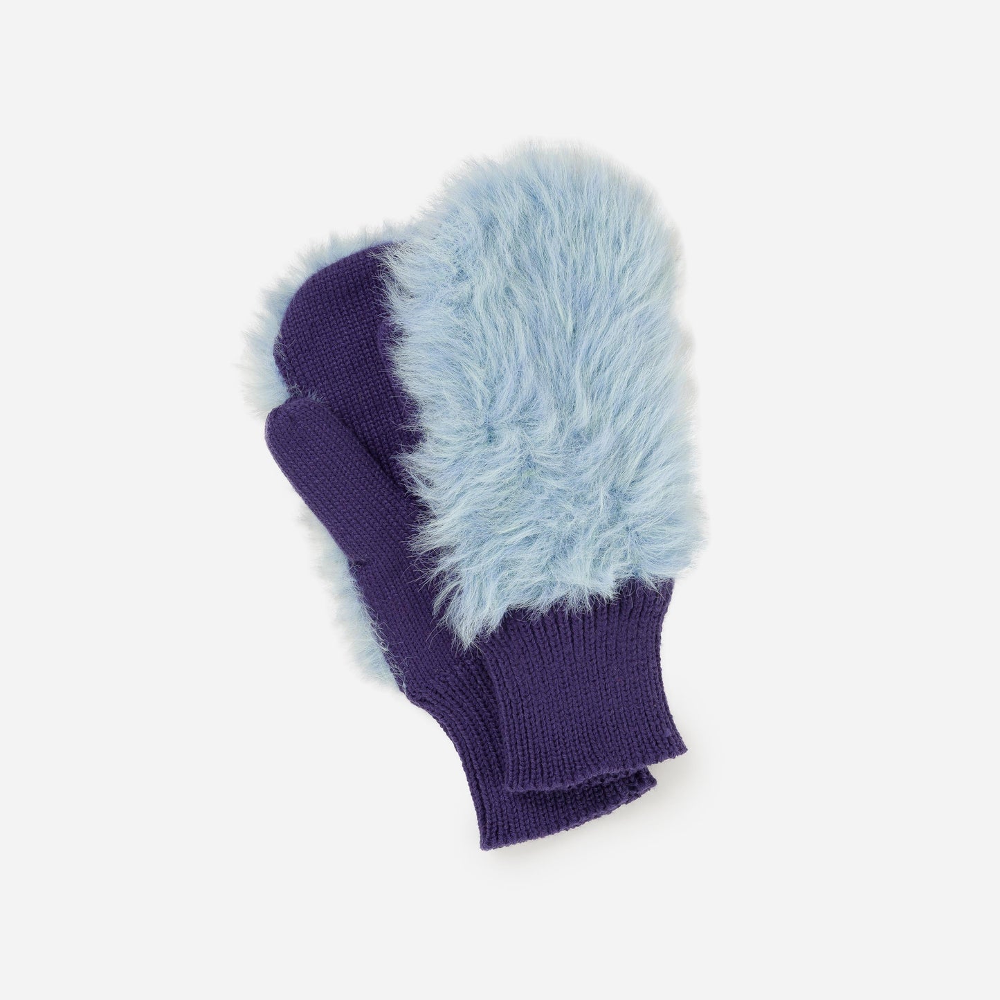 Faux Fur Mitten in Periwinkle