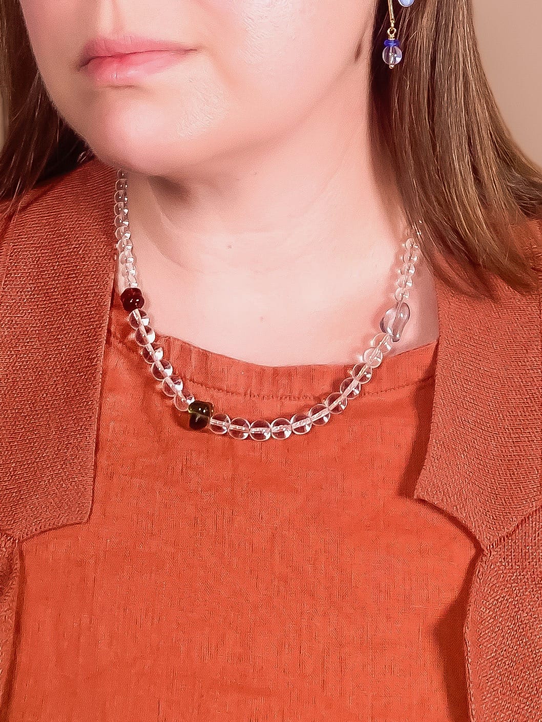 Floating Necklace - Sapphire, Olive, and Mocha