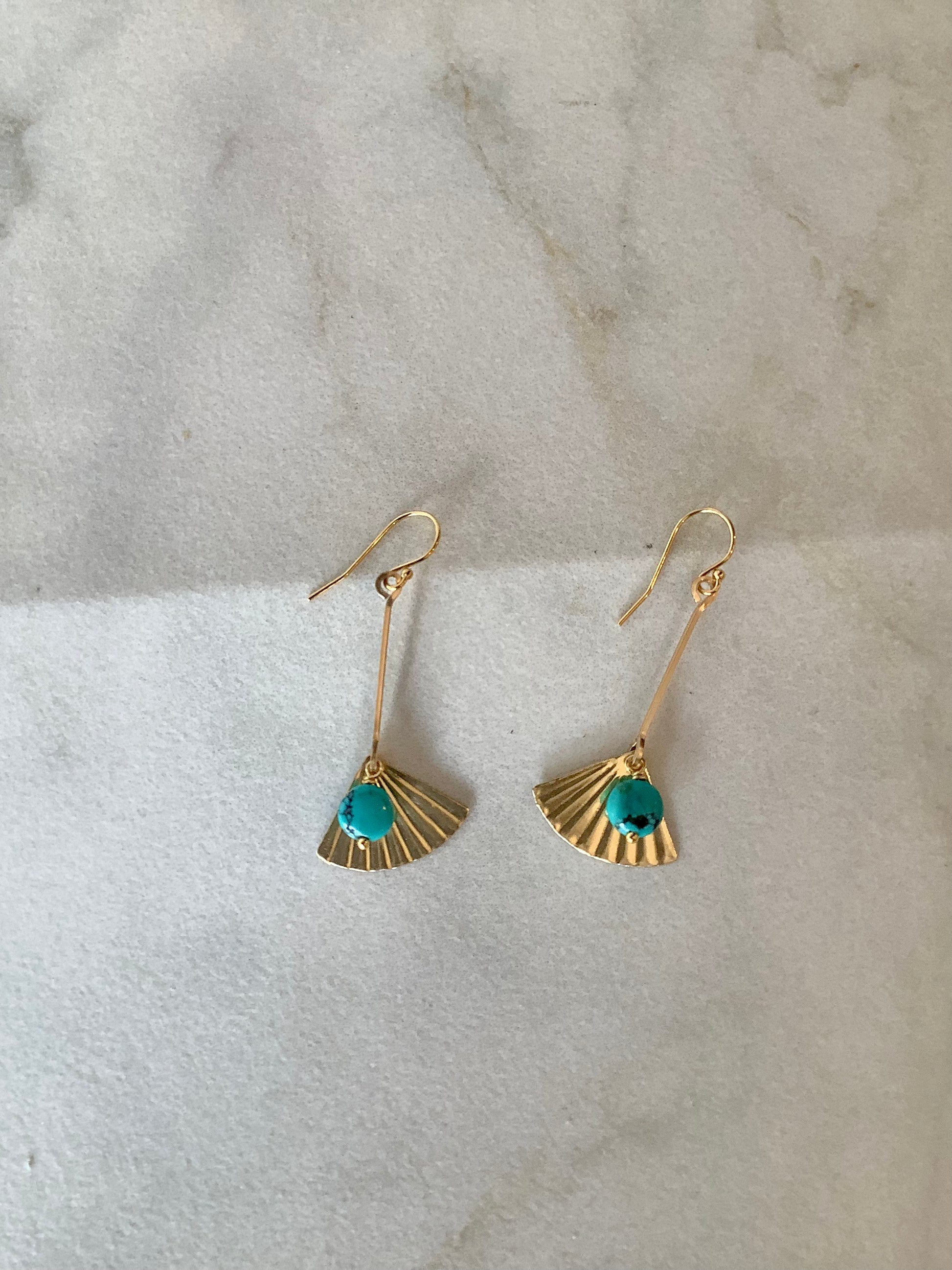 Fan Charm Bar Drop Earrings