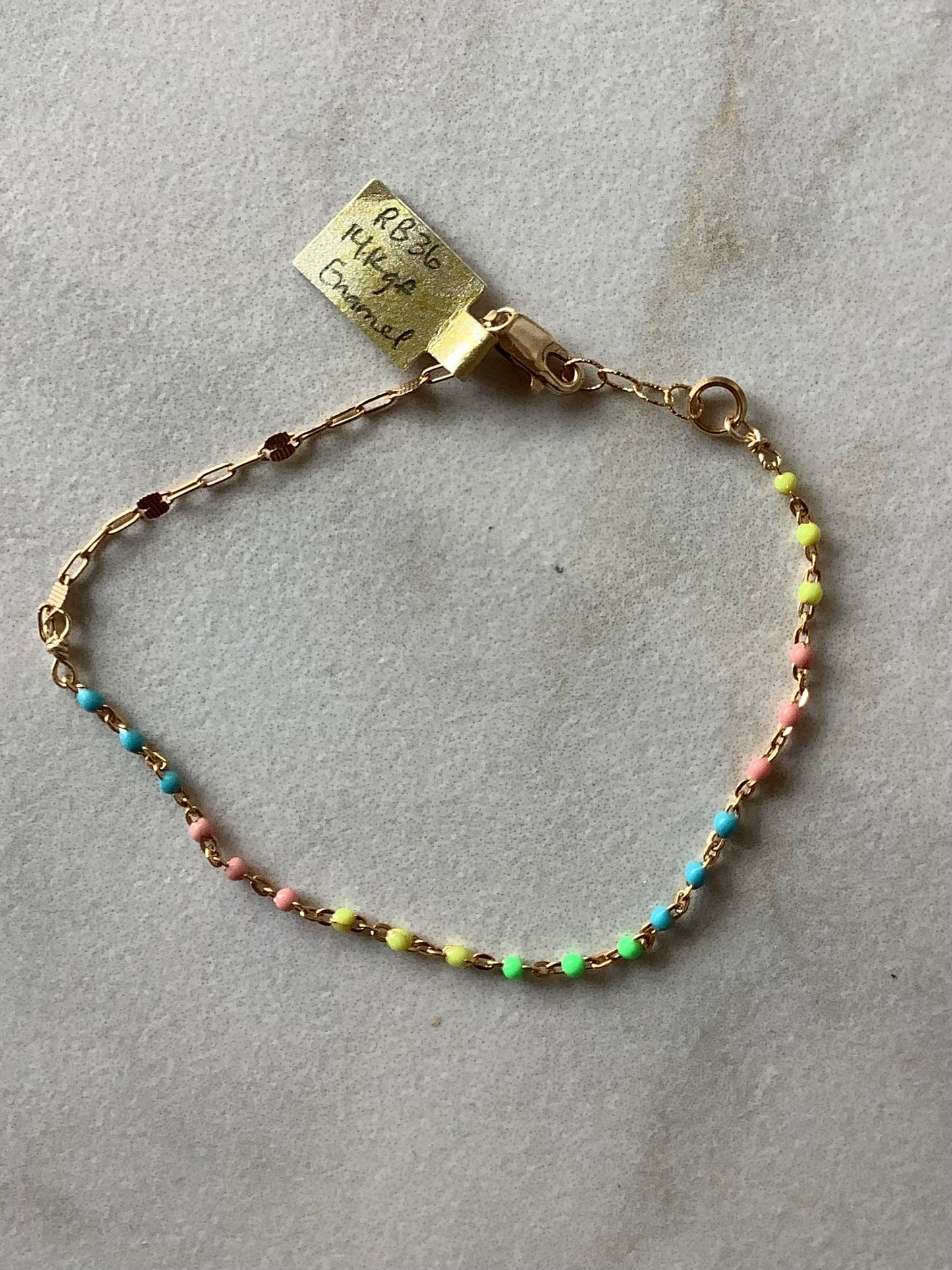 Enamel and Bar Link Chain Bracelet