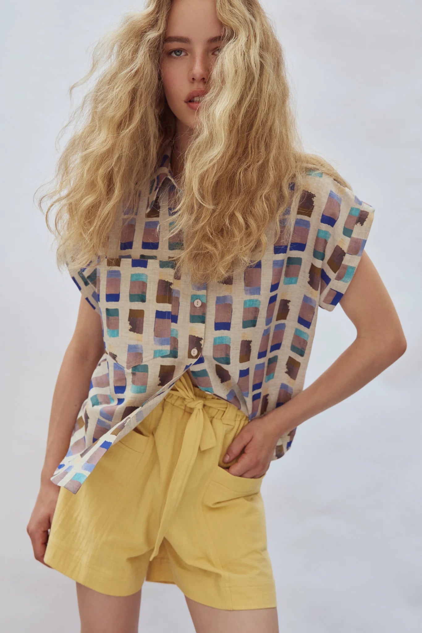 Eve Gravel Haley Top in Blue Gold