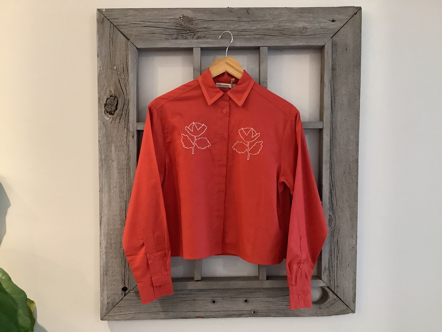 Vibrant Flower Embroidery Poplin Shirt