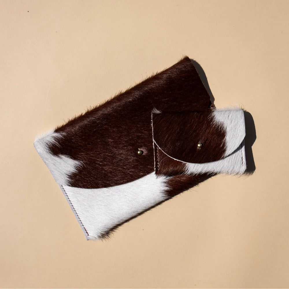 Cardholder - Brown + White Hair on Hide