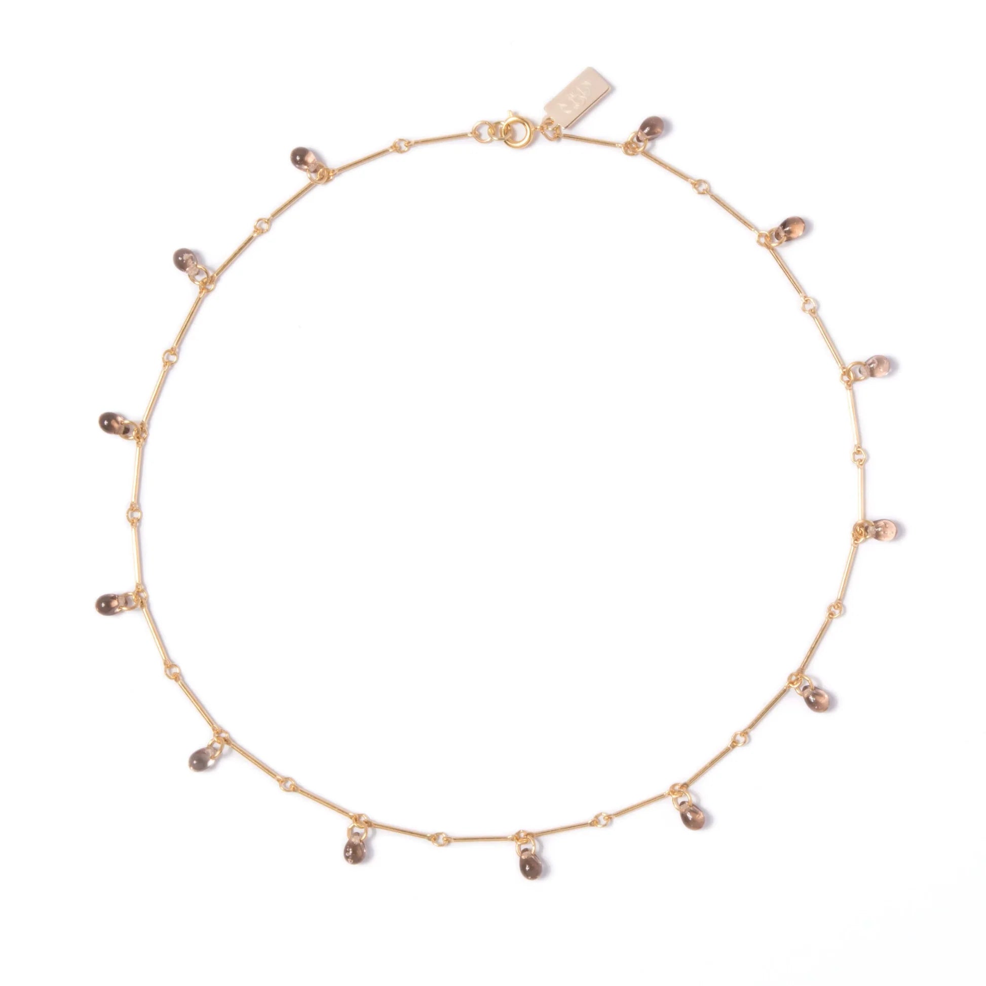 Teardrop Fringe Necklace in Smoky Topaz Glass