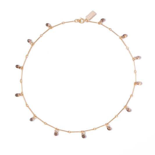 Teardrop Fringe Necklace in Smoky Topaz Glass