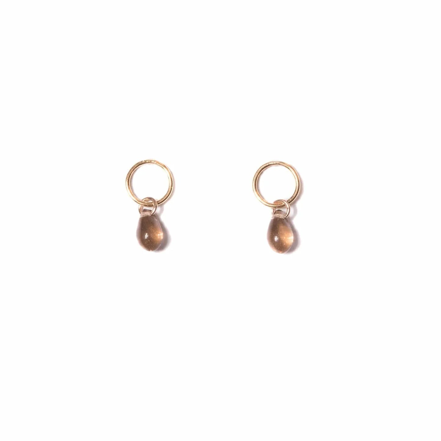 Smoky Topaz Glass Teardrop Stud Earrings