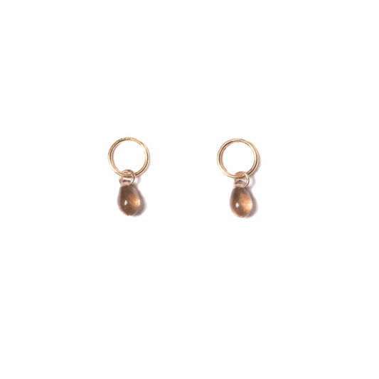 Smoky Topaz Glass Teardrop Stud Earrings