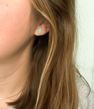 Vintage Enamel Turquoise Diamond Studs