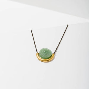 Sun and Moon Necklace: Green Aventurine / Brass
