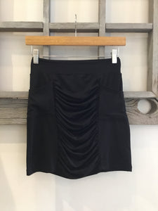 Ruched Mini Skirt in Solid Black