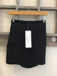 Ruched Mini Skirt in Solid Black