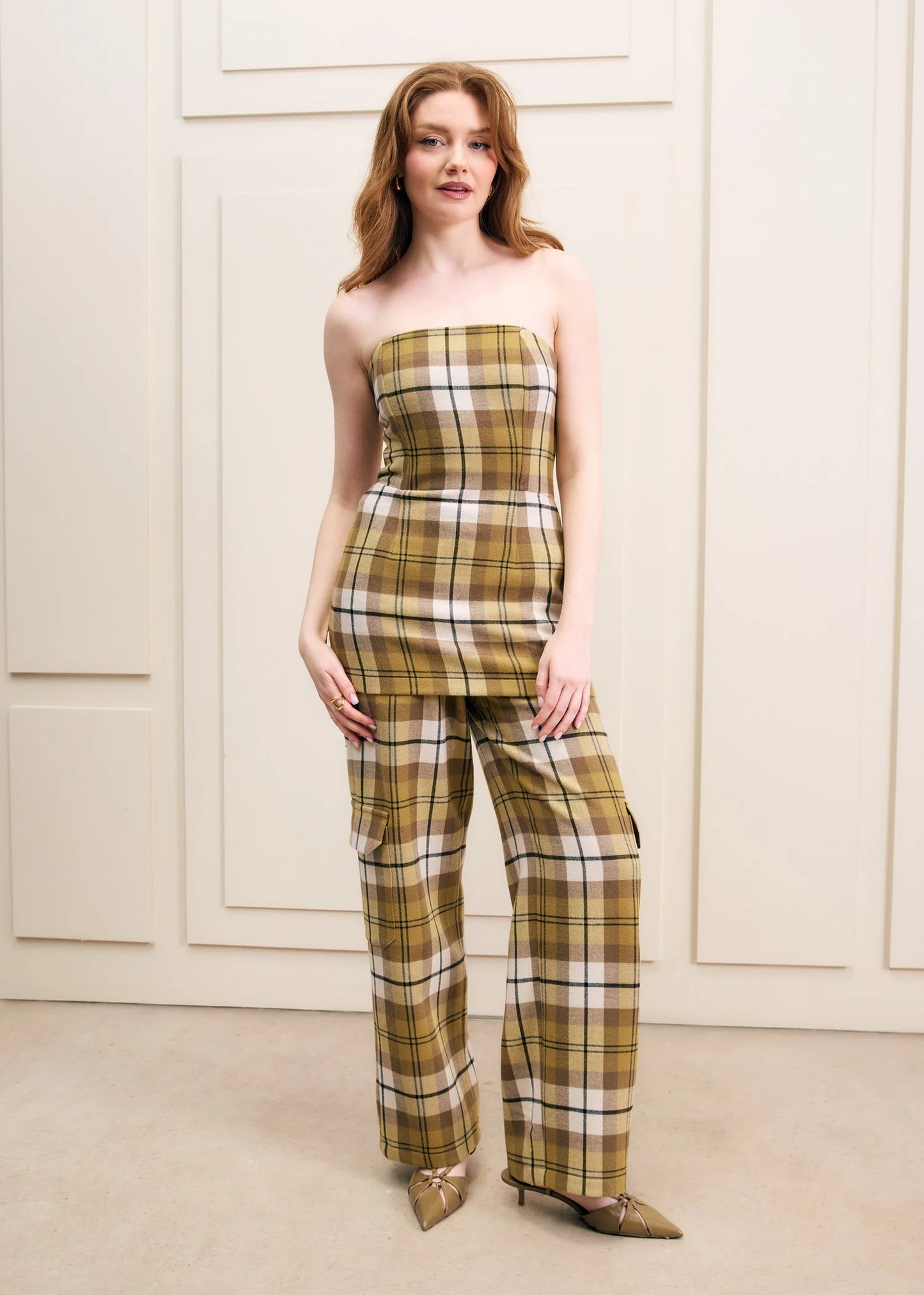 Olive Oil Plaid Cargo Pants