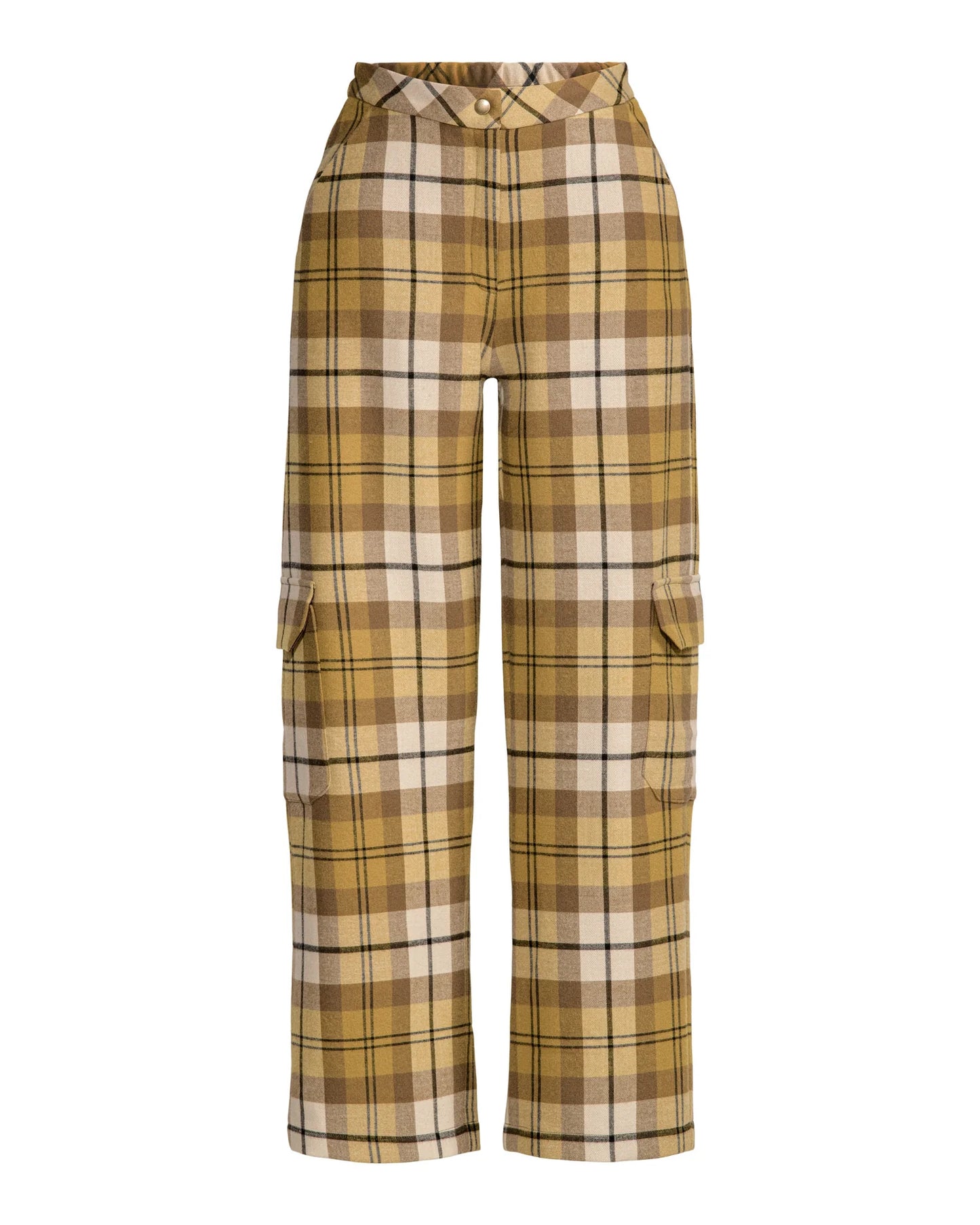 Olive Oil Plaid Cargo Pants