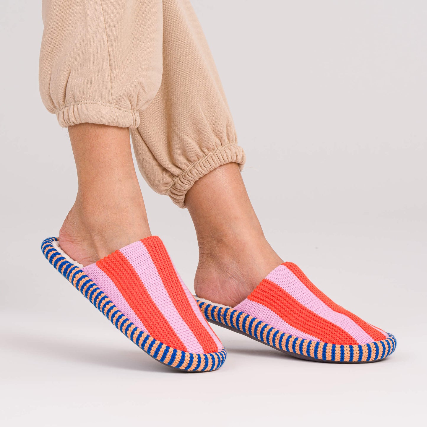 Super Stripe Slide Slippers in Poppy Lilac