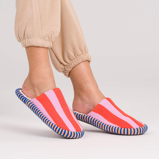 Super Stripe Slide Slippers in Poppy Lilac