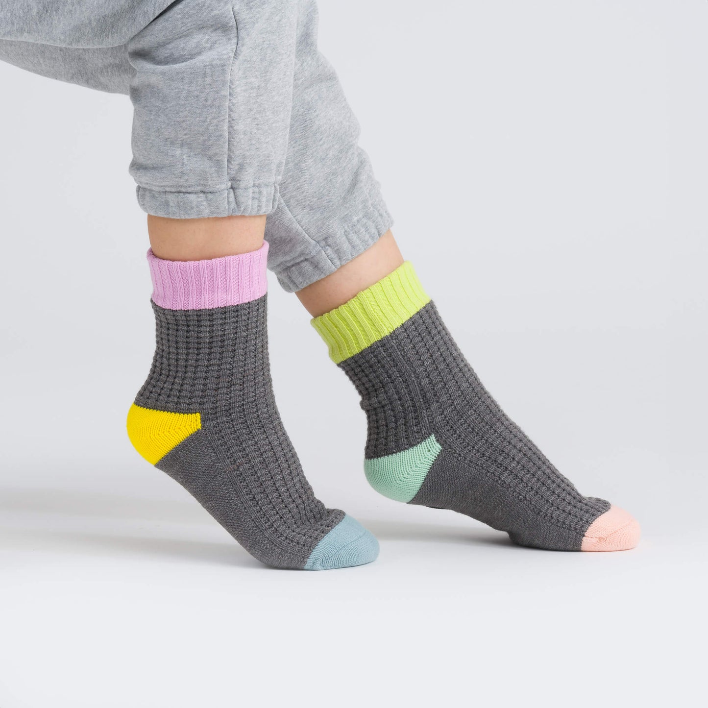 Spot Knit House Socks - Grey
