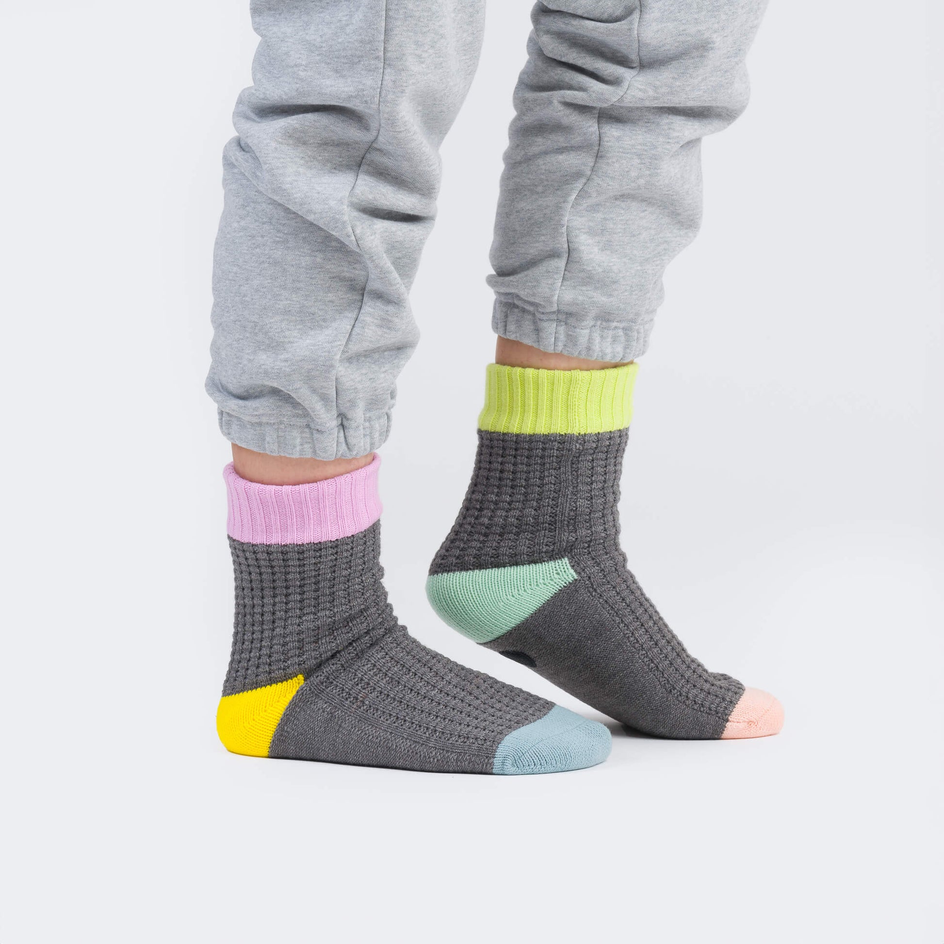 Spot Knit House Socks - Grey