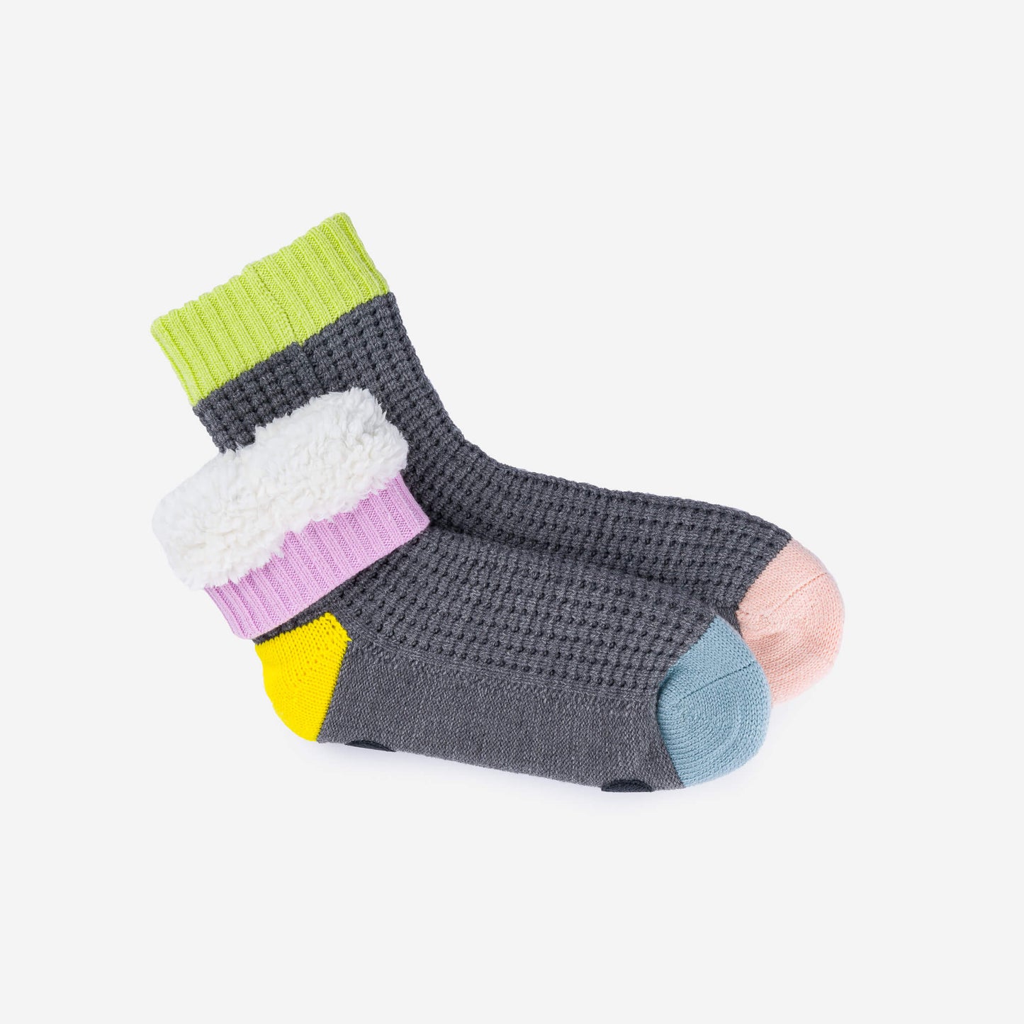 Spot Knit House Socks - Grey