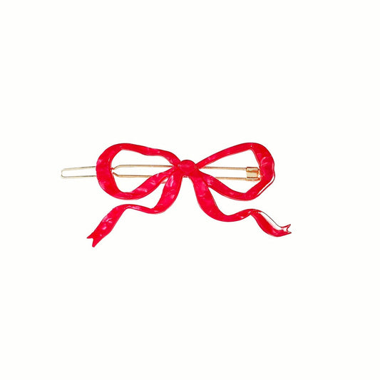 Red Ribbon Bow Clip
