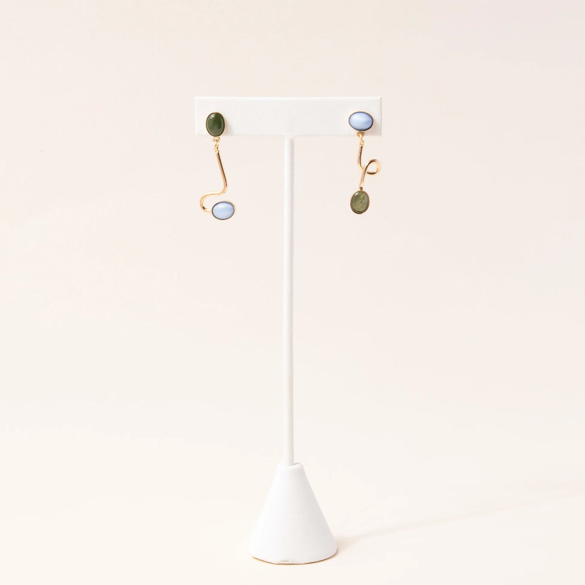 Jade + Blue Moonstone Contour Earrings
