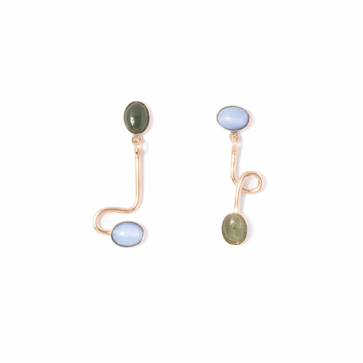 Jade + Blue Moonstone Contour Earrings