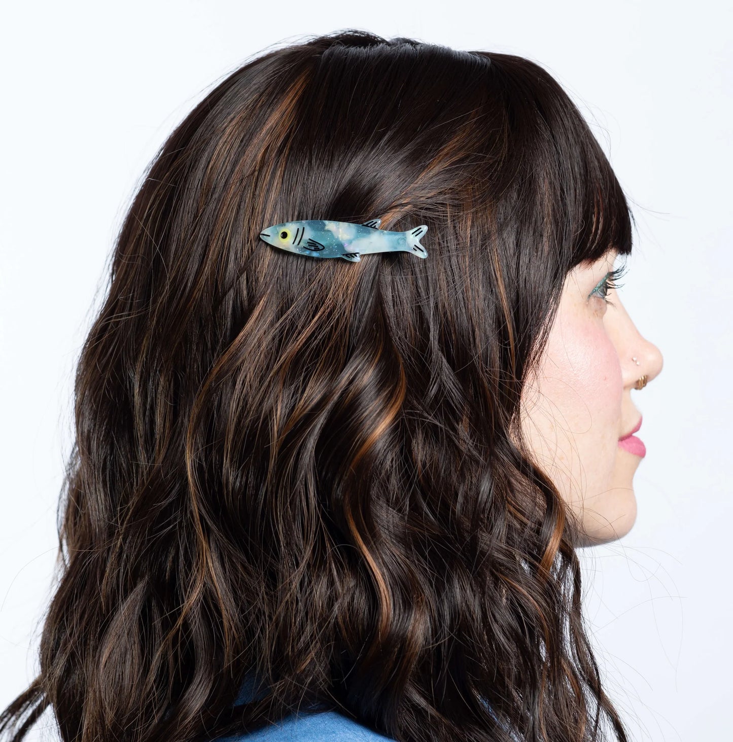 Blue Sardine Alligator Hair Clips
