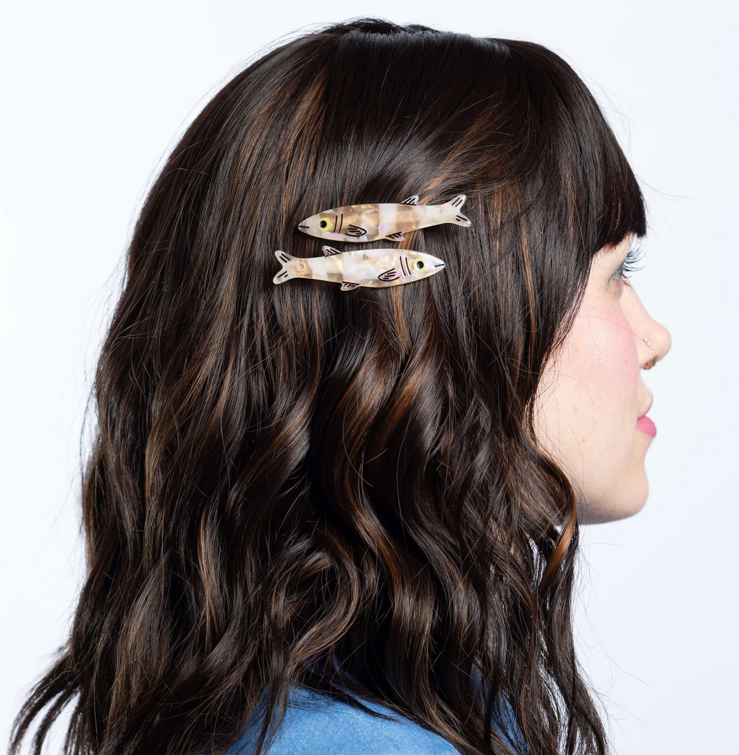 Gold Sardine Alligator Hair Clips