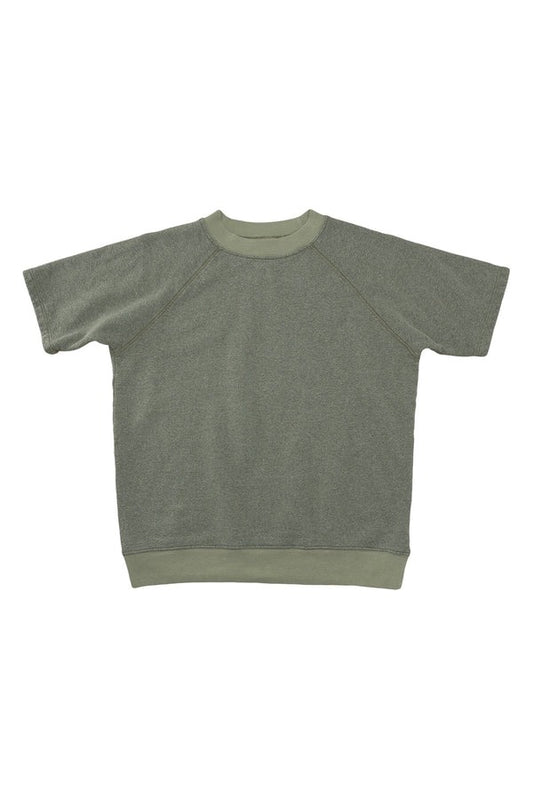 Short Sleeve Hemp Sherpa Sweatshirt - Olive Green