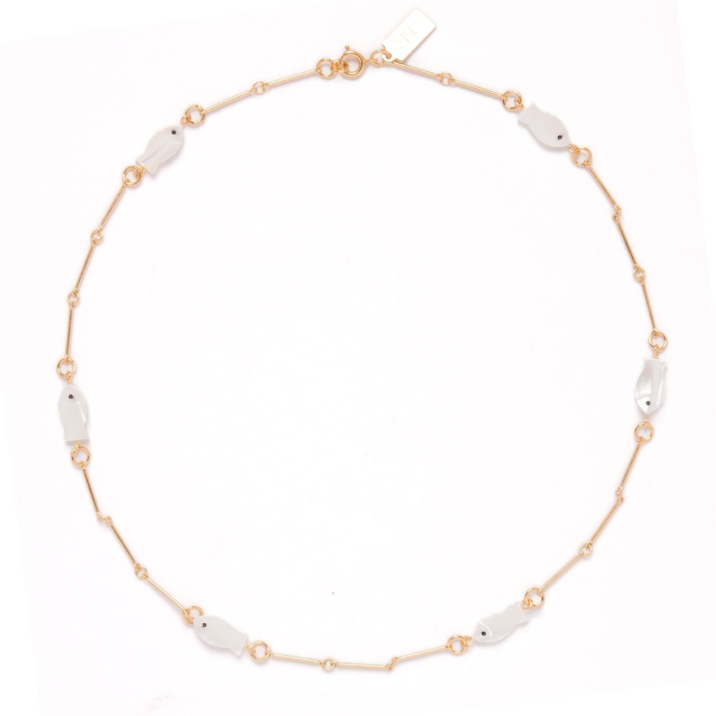 Mother of Pearl Fish Charm Necklace