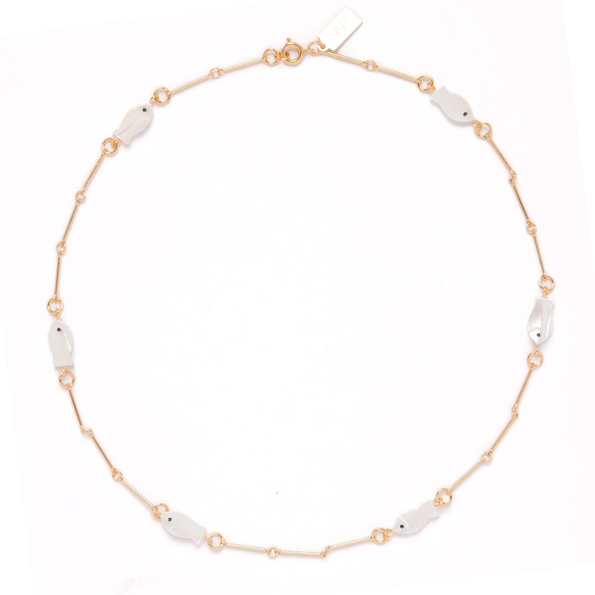 Mother of Pearl Fish Charm Necklace