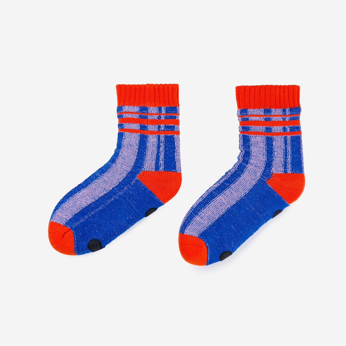 Plaid Stripe House Socks - Cobalt Lilac