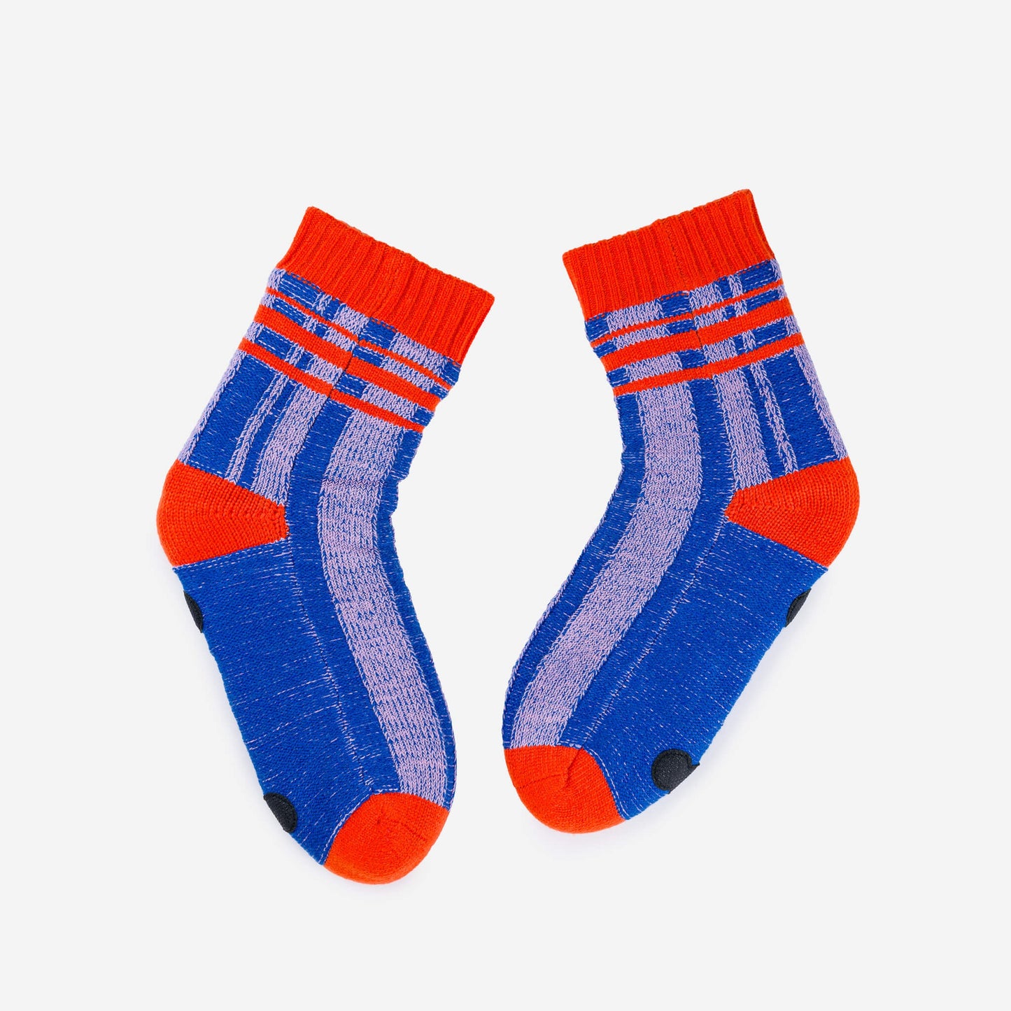 Plaid Stripe House Socks - Cobalt Lilac