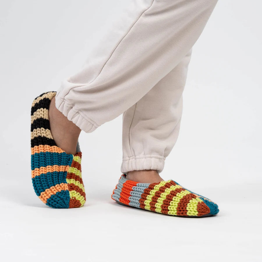 Patchwork Stripe Rib Slippers - Sport