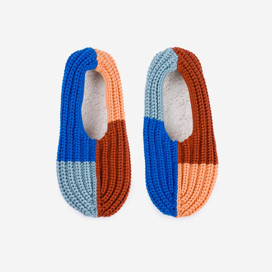Quatro Knit Slippers - Peach Cobalt