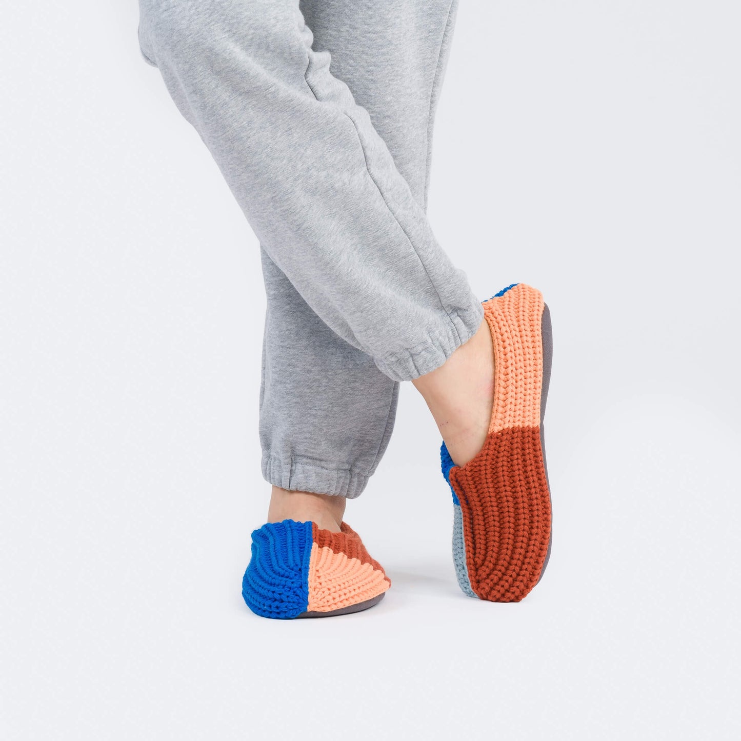 Quatro Knit Slippers - Peach Cobalt