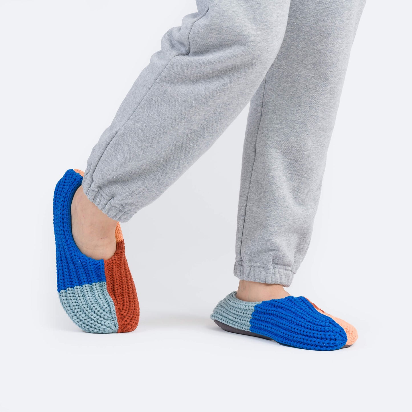 Quatro Knit Slippers - Peach Cobalt