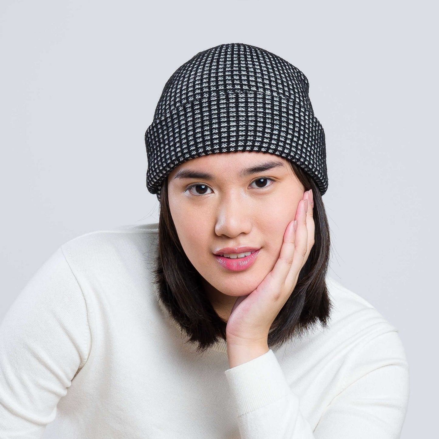 Simple Rib Knit Beanie - Black Gray