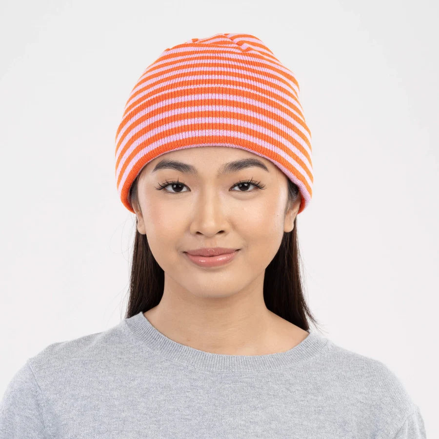Simple Stripe Knit Beanie - Poppy Lilac