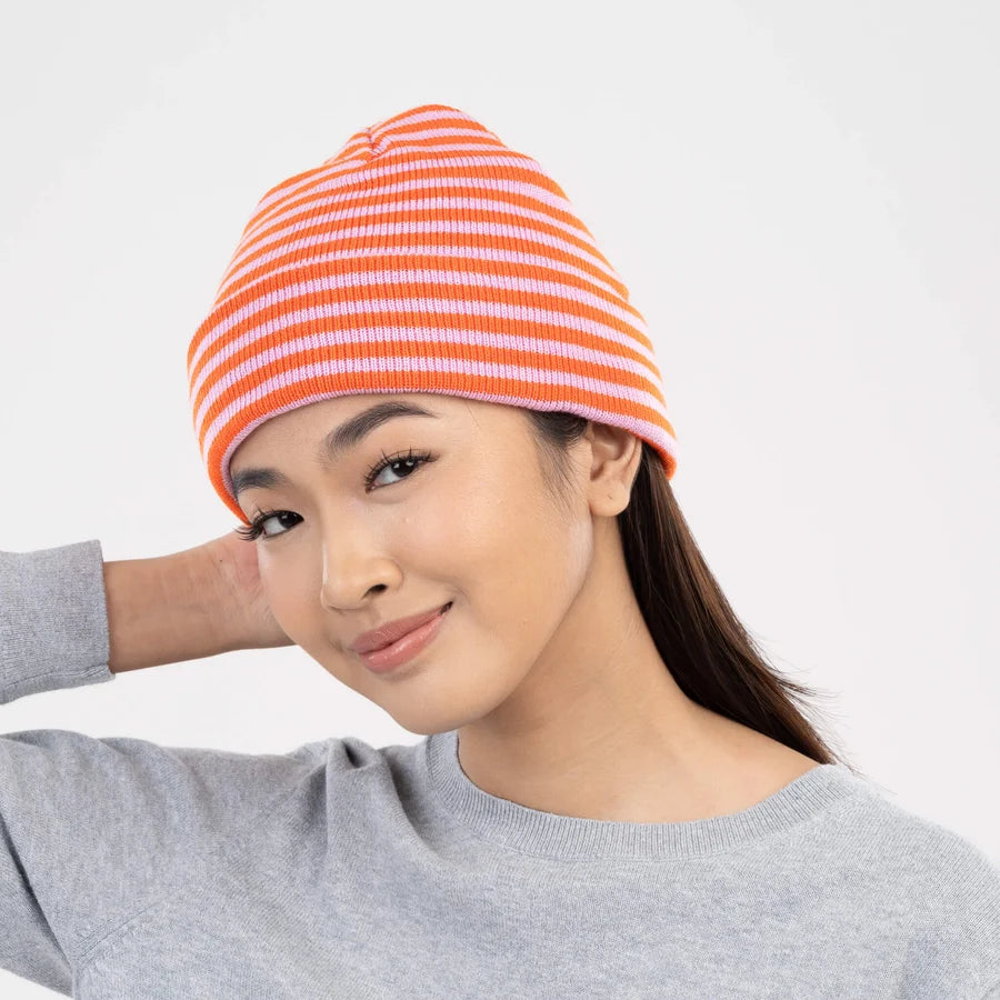Simple Stripe Knit Beanie - Poppy Lilac