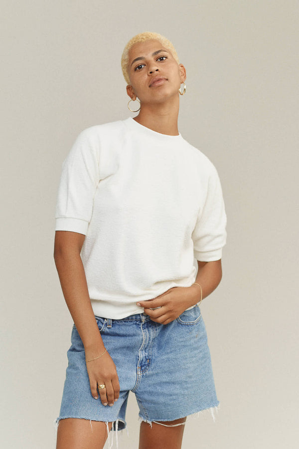Short Sleeve Raglan Sweatshirt in Stormy Green