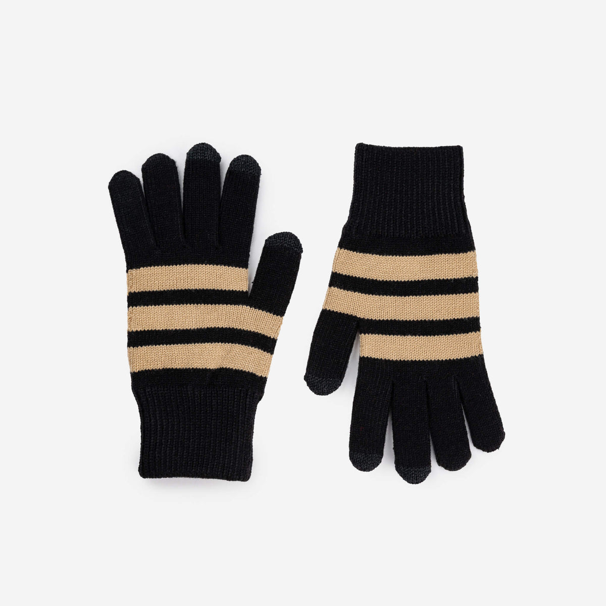 Stripe Touchscreen Gloves - Black Sand