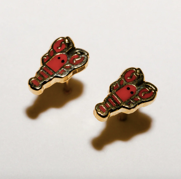 Lobster Enamel Stud Earrings