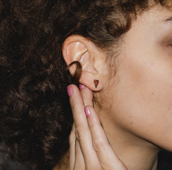 Lobster Enamel Stud Earrings