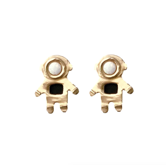 Astronaut Earrings Opal + Onyx