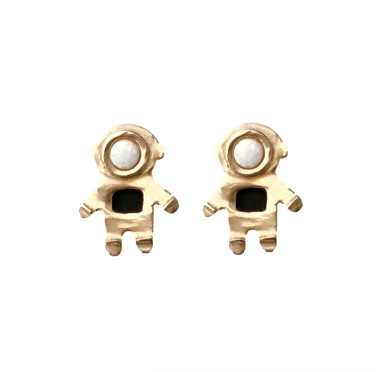 Astronaut Earrings Opal + Onyx