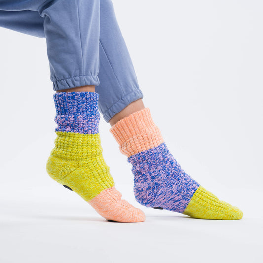 Trio Waffle House Socks - Peach Cobalt