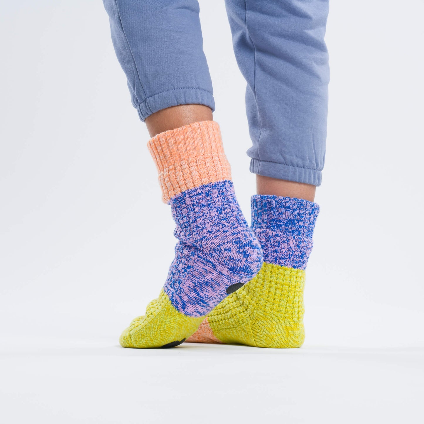Trio Waffle House Socks - Peach Cobalt