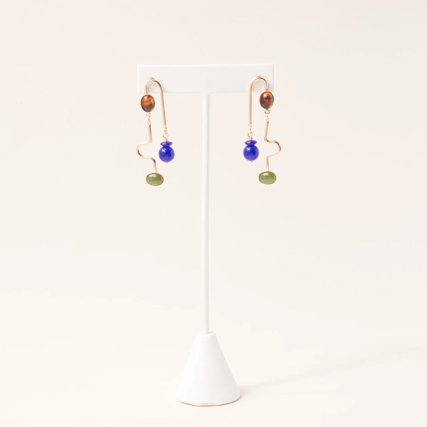 Tortoise, Cobalt, and Jade Rhythm Earrings